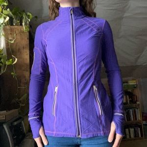 Lightweight Jacket, Full Zip Running Jogging Purple Jacket, Thumb Holes, Pockets